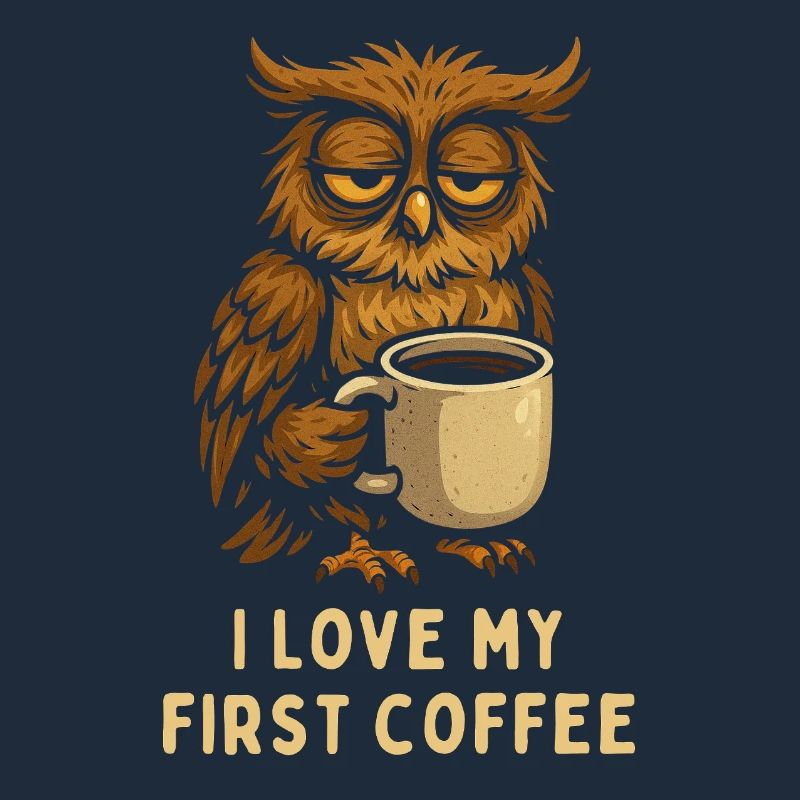 I Love my first Coffee Eule Owl