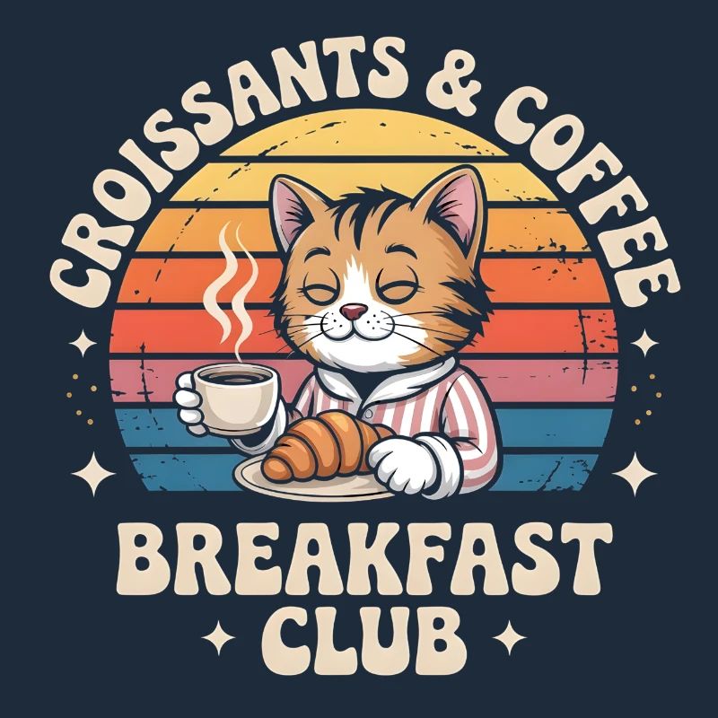 Cat Retro Coffee Breakfast