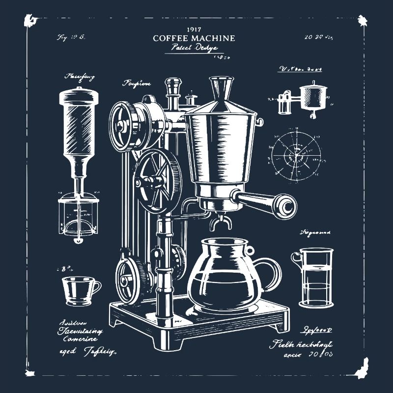 Retro-Espressomaschine-Blaupause
