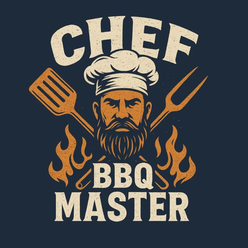 BBQ Master Chef Motif with Flames