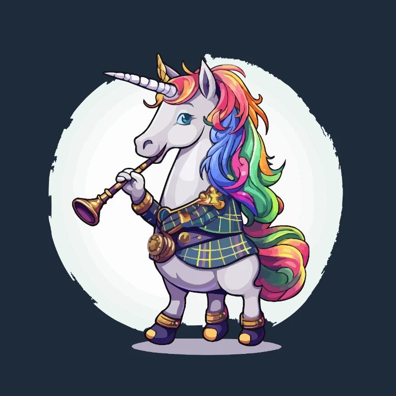 Buntes Einhorn mit Trompete