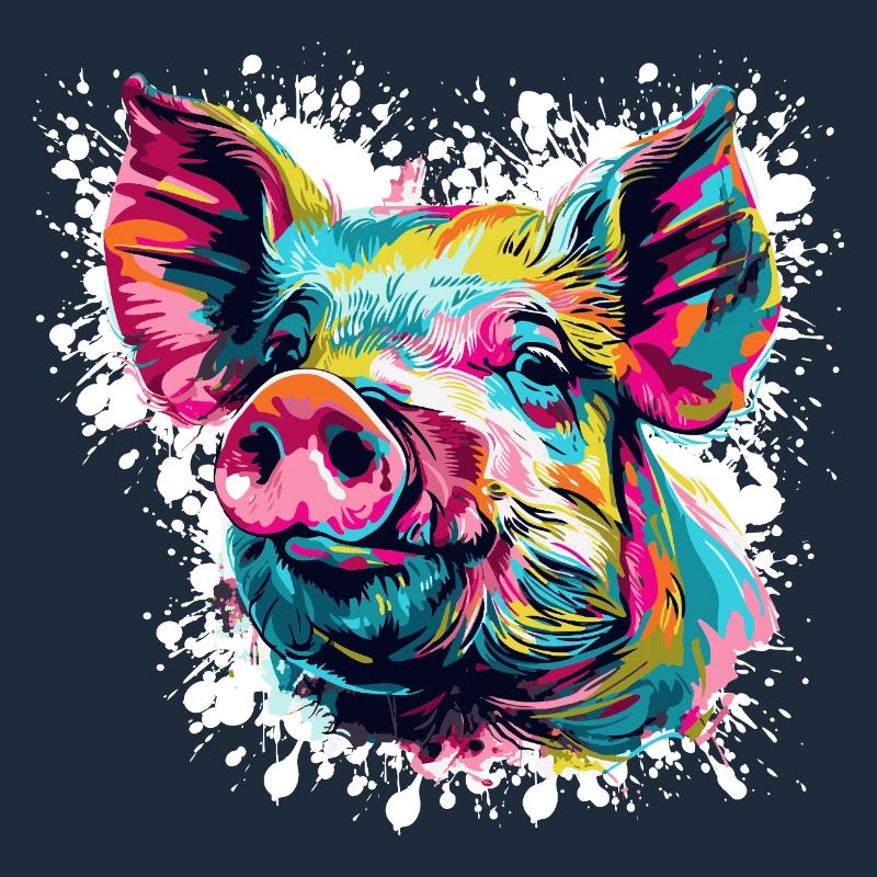 Explosion de couleurs Pop Art Pig Head