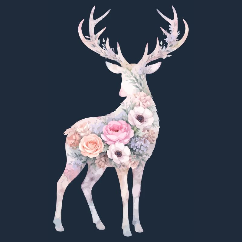 Fleurs en forme d’aquarelle de cerf