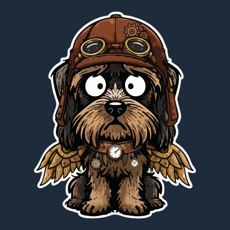 Steampunk Aviator Dog Brass Mechanical Wings