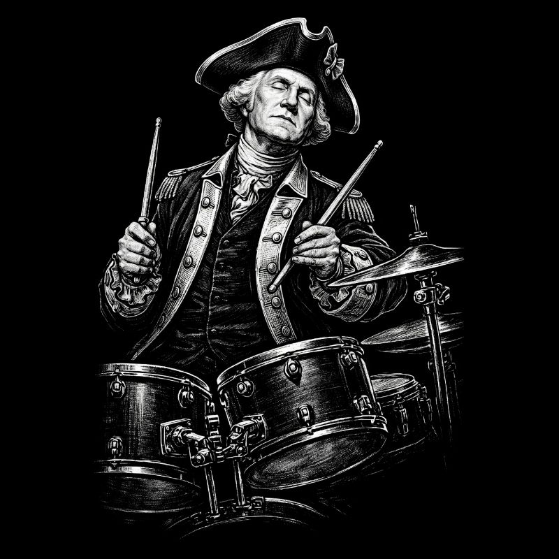 George Washington Drumming Illustration