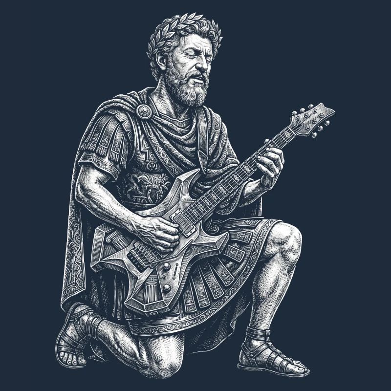 Marcus Aurelius plays guitar