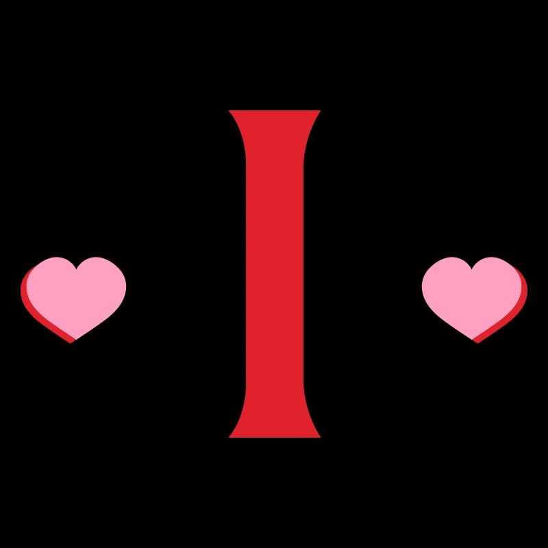 Letter i red hearts