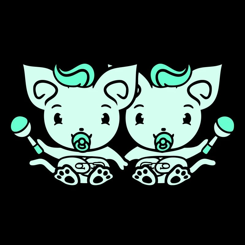 2 sucettes chats Deux petits frères et sœurs jumeaux
