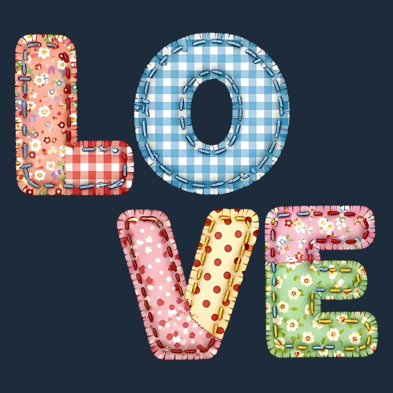 Love Patchwork Design Colorful Fabric Patches