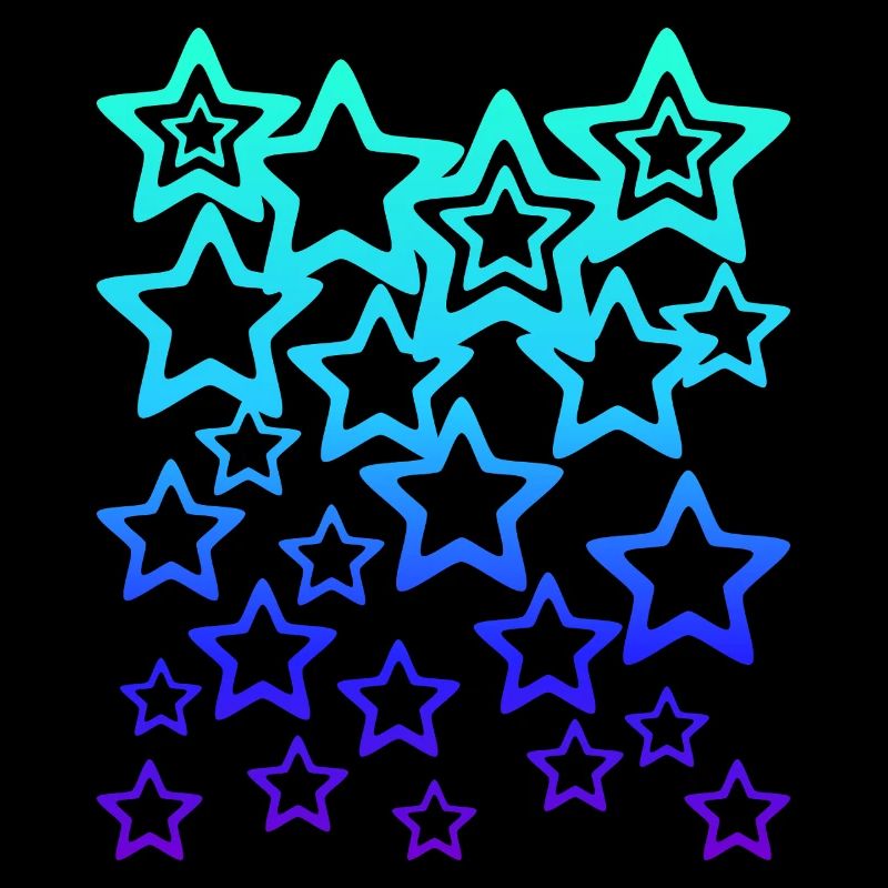 Many blue stars, star pattern