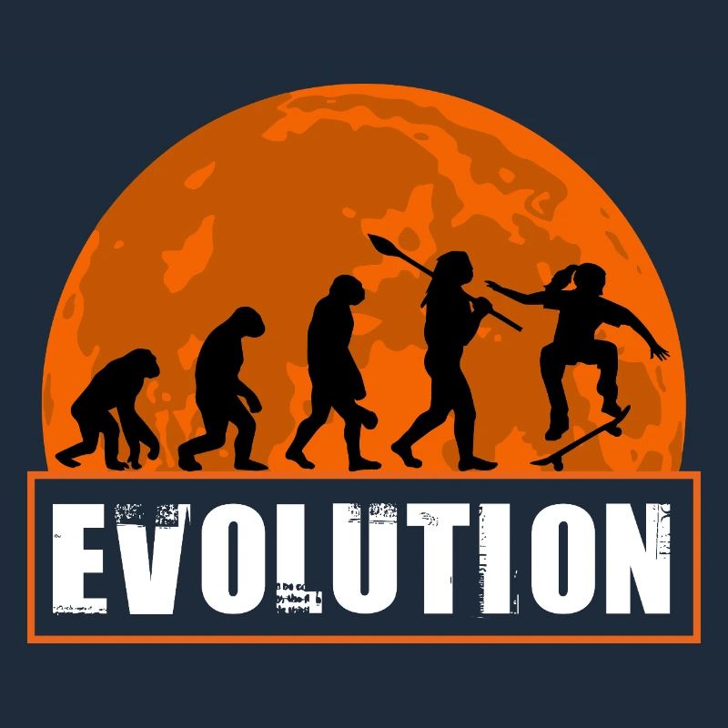 Skateboard Evolution Retro Sunset Skater