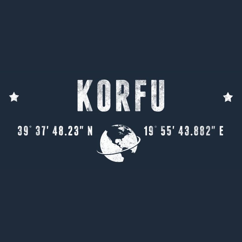 Corfu Stylized Geographical Coordinates