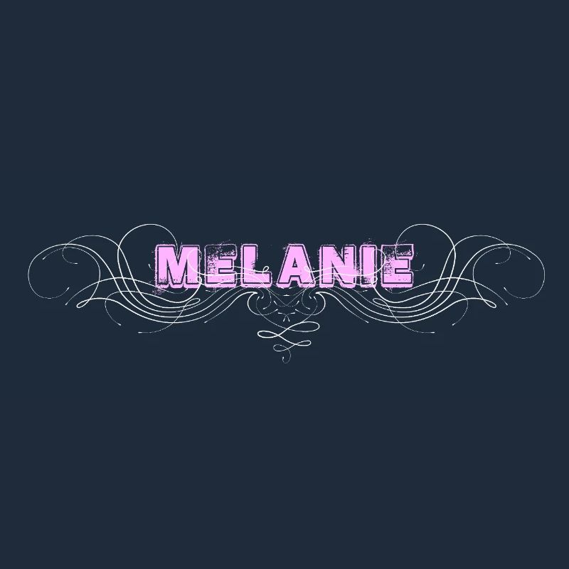 Lettrage MELANIE avec lignes décoratives