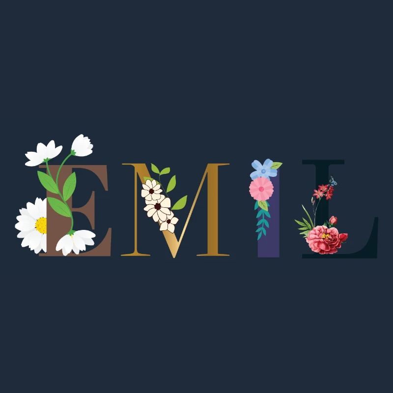 EMIL name decorated with flowers