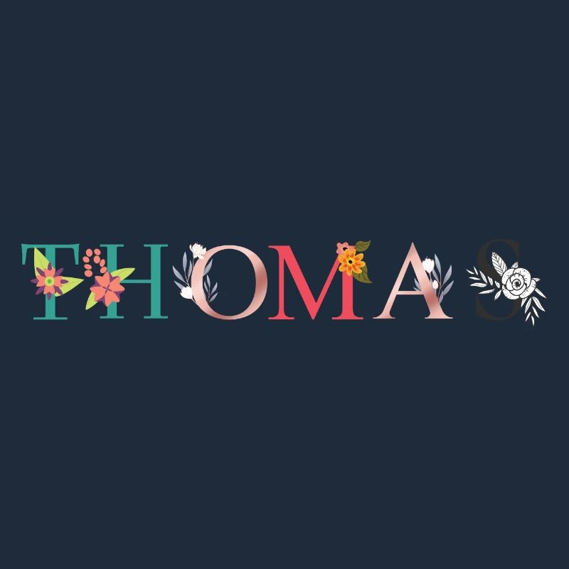 THOMAS ART DU NOM AVEC FLEURS BRODÉES