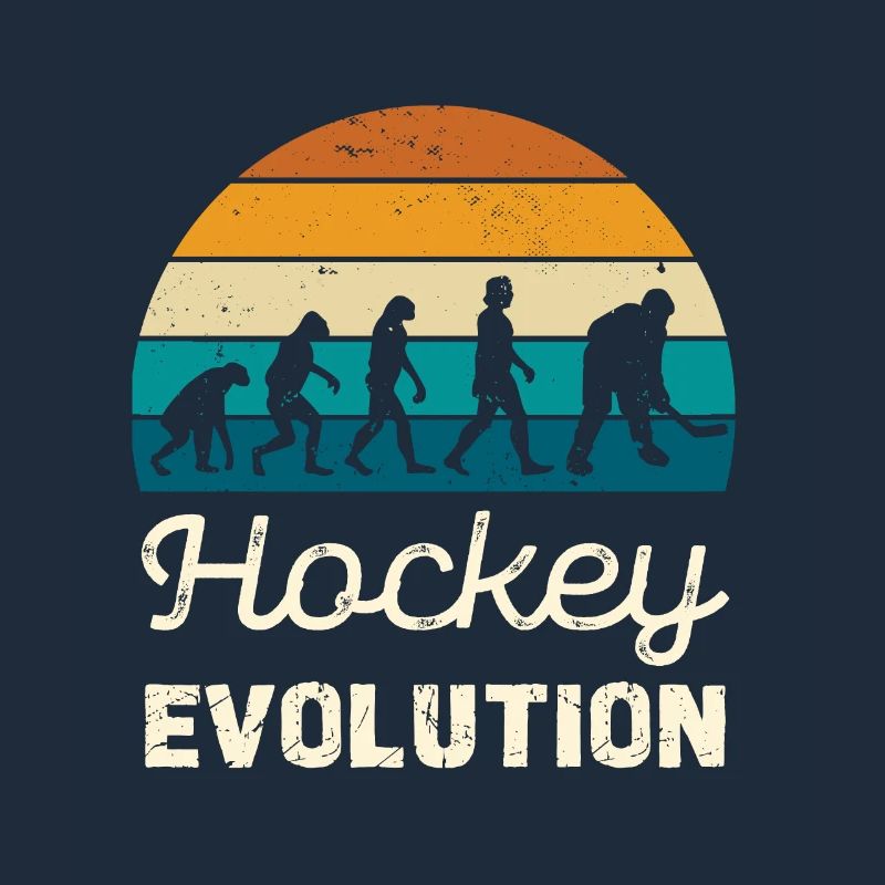 Hockey Evolution Retro Illustration