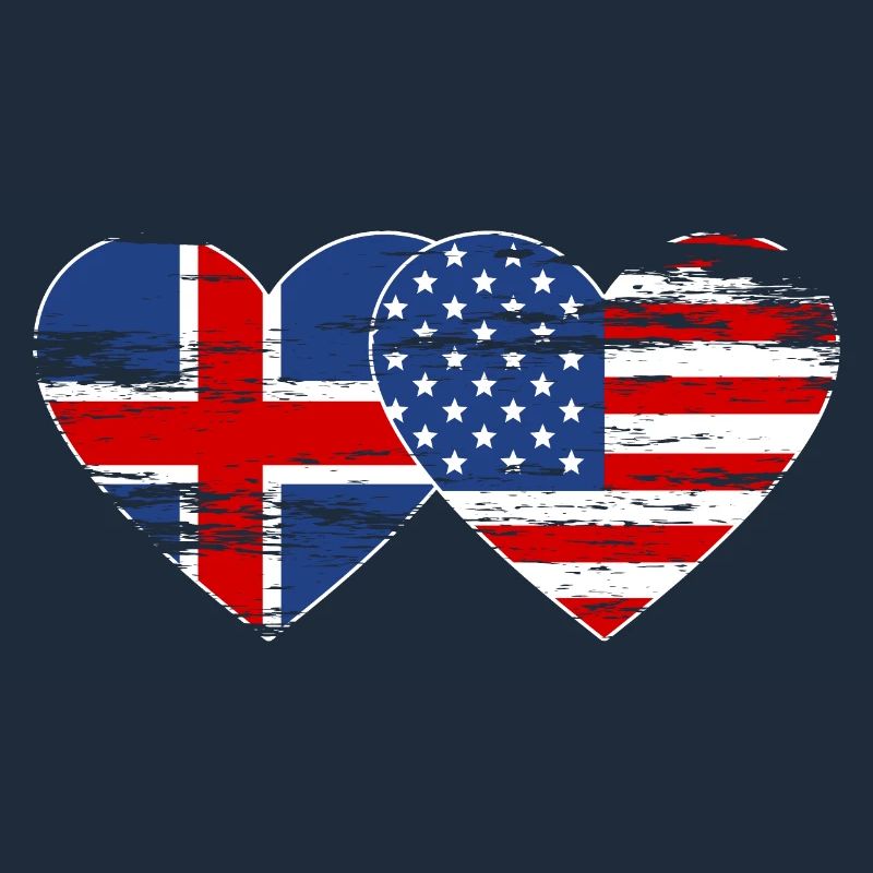 Islande Drapeau des États-Unis coeur utilisé