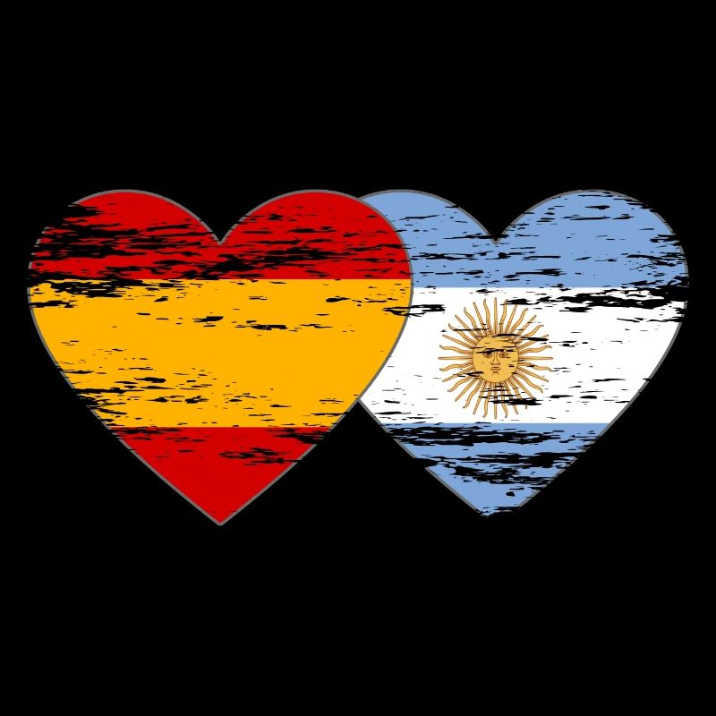 Espagne Argentine Drapeau Coeur Utilisé