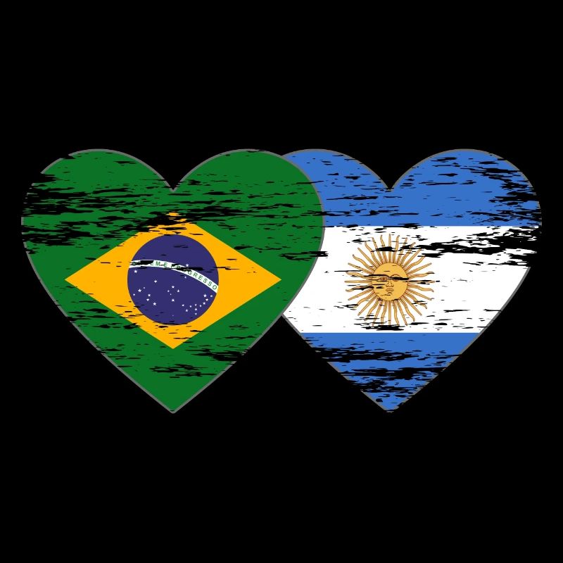 Brésil Argentine Drapeau Coeur Utilisé