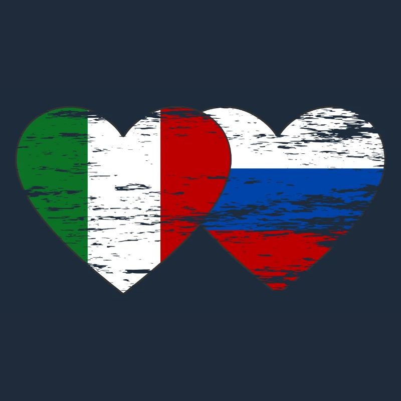 Italie Russie Drapeau Coeur Utilisé