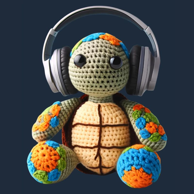 Häkel Schildkröte mit Kopfhörer