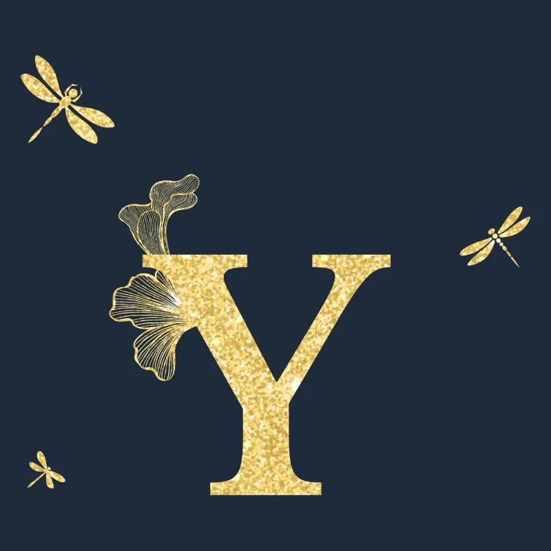 Buchstabe y Goldene Glitzerlibelle - Geschenkidee