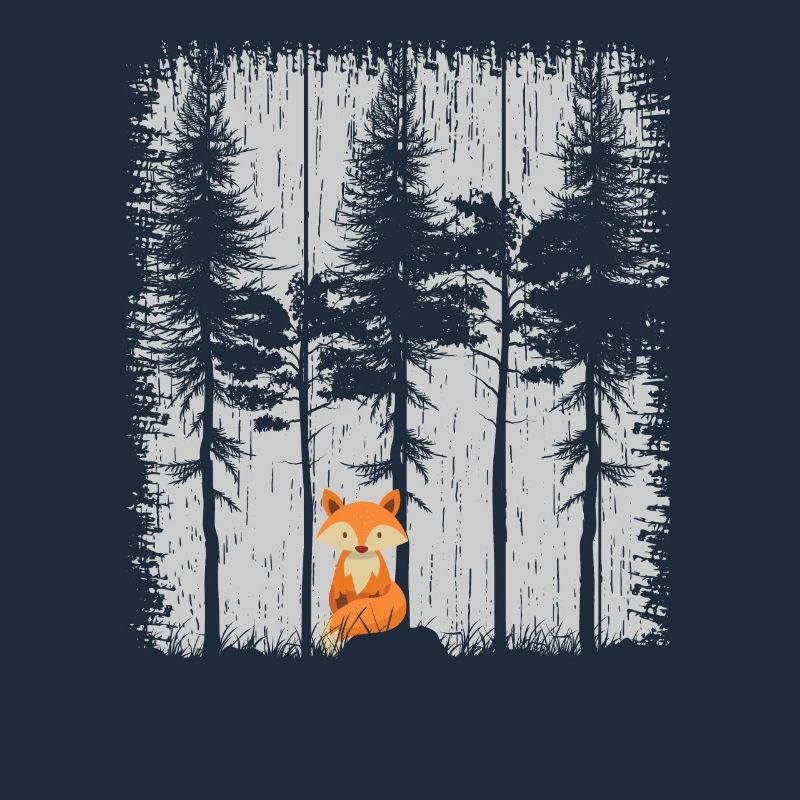 Fuchs im Wald Retro Muster Vintage Baum Wald Funny