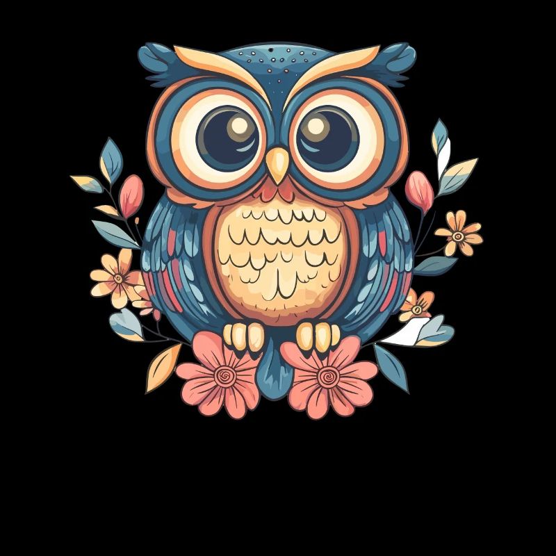 Florale Eule im Retro Stil