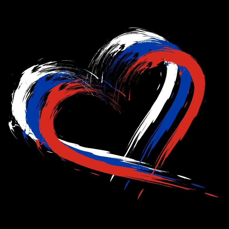 Drapeau brosse coeur Russie drapeau design couleurs