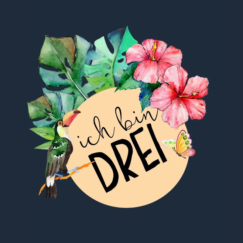 3. Geburtstag, dritter drei Dschungel Blumen