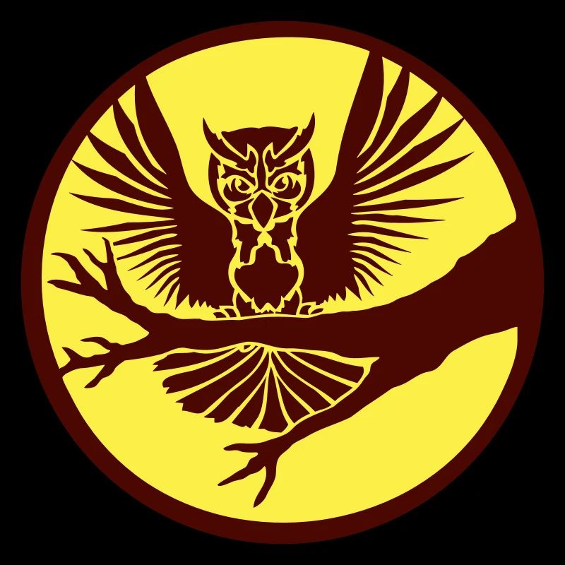 Owl Tree Branch Eagle Owl Moon Night Full Moon Round Forest