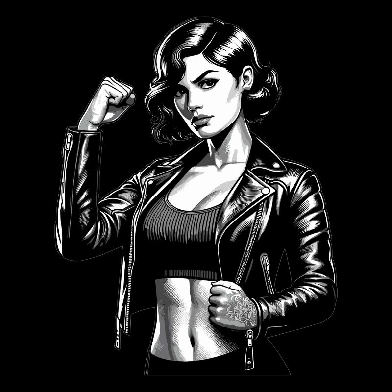Strong Cool Woman Rockabilly Leather Jacket Gift