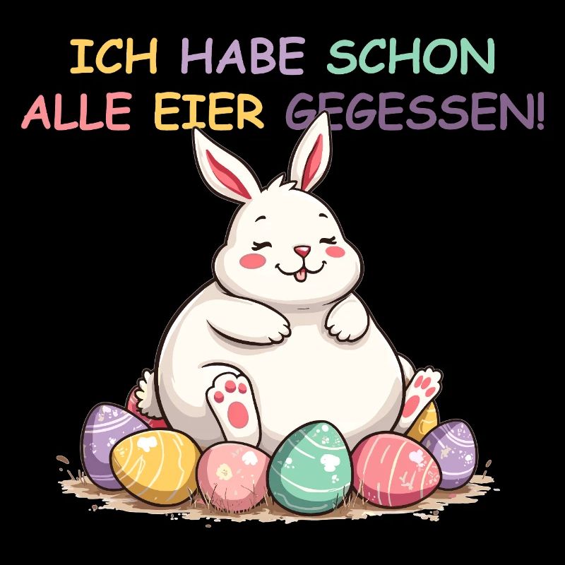 All eggs eaten funny colorful Easter with bunny