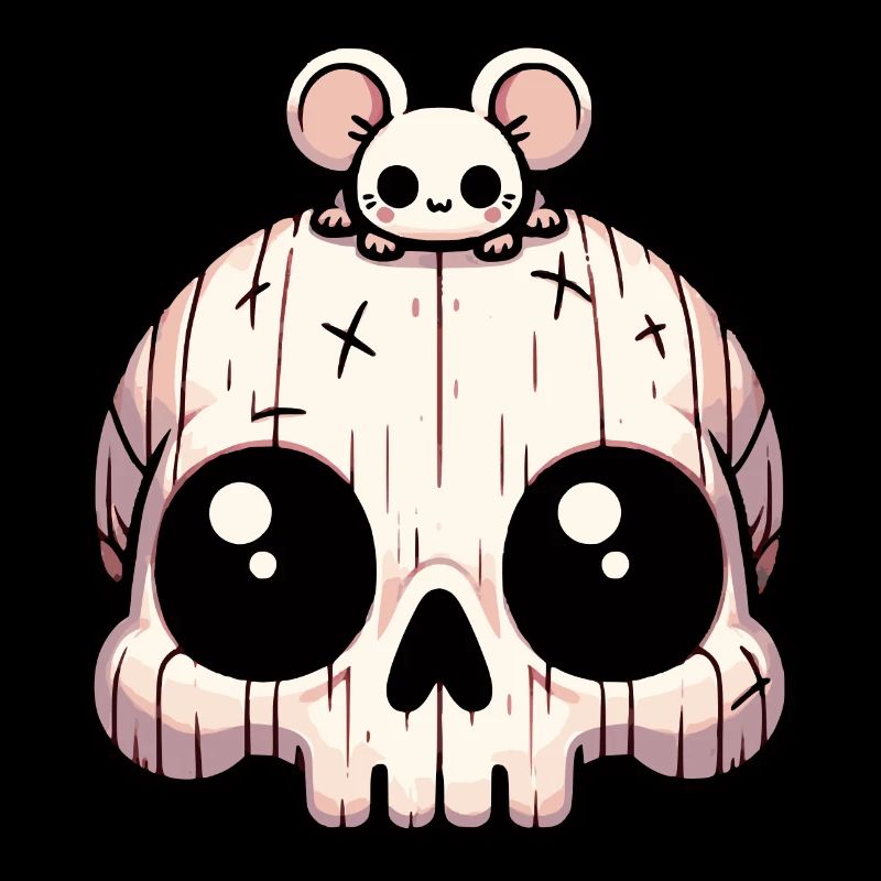 Funny little skull with little mouse