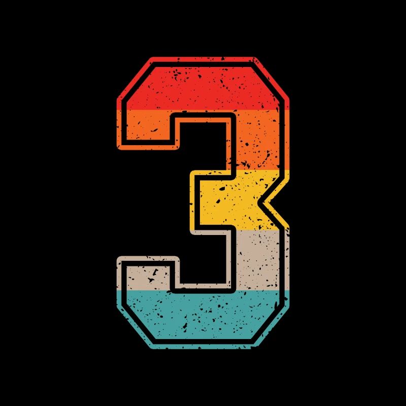 3 ans maillot rétro numéro 3 T-shirt numéro 3