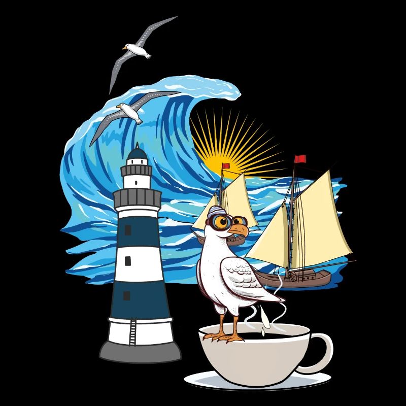 maritim Nordsee Ostsee Möwe Kaffeetasse Ahoi