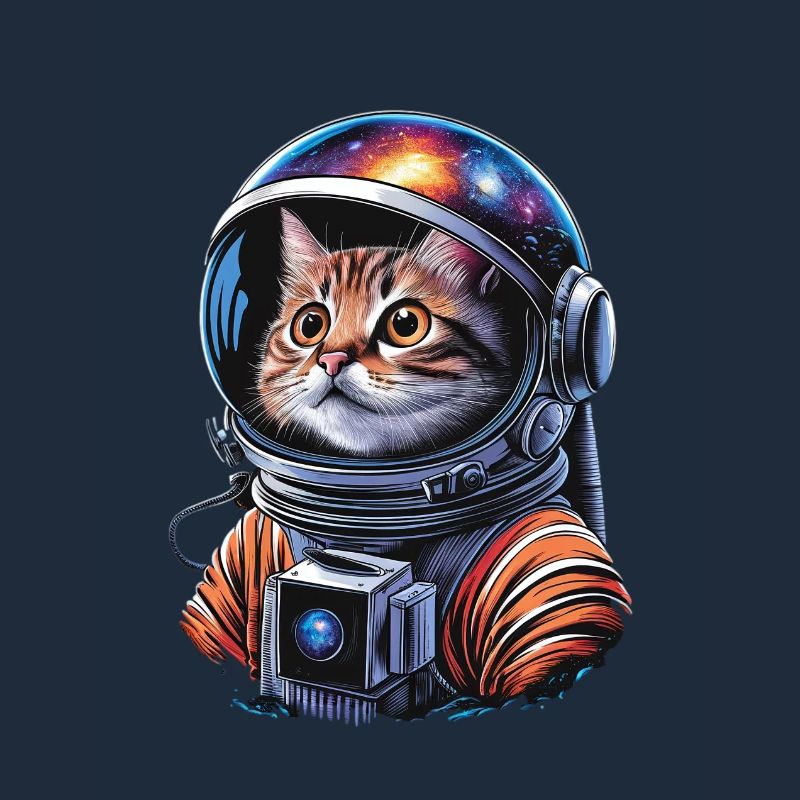 Un astronaute chat galactique explore l’espace