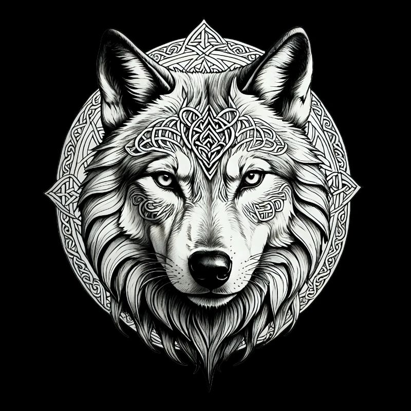 Wolf mit keltischem Knoten 01