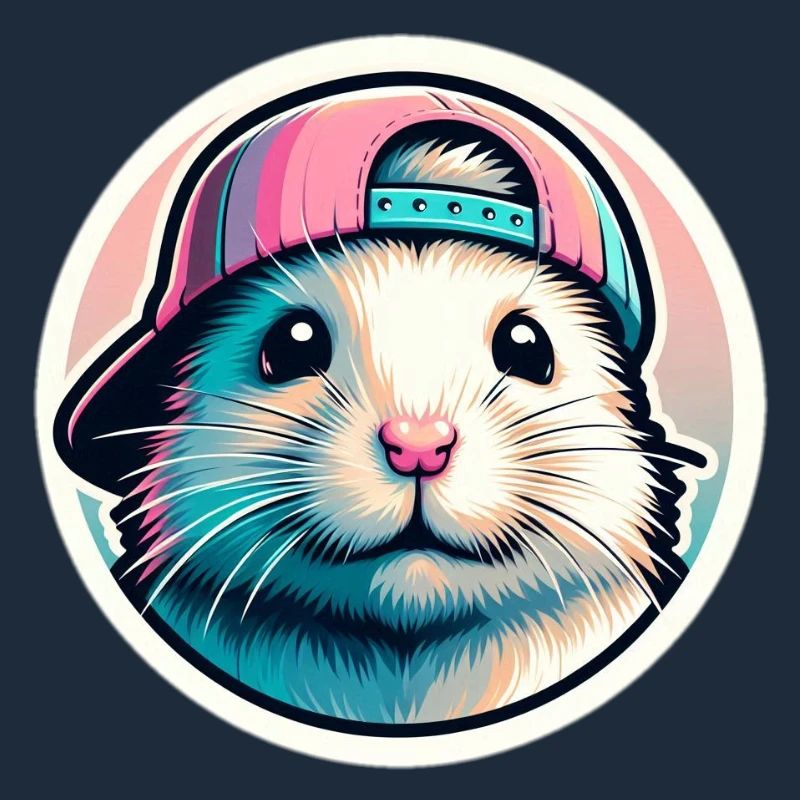 Hamster mit Kappe in Pastell
