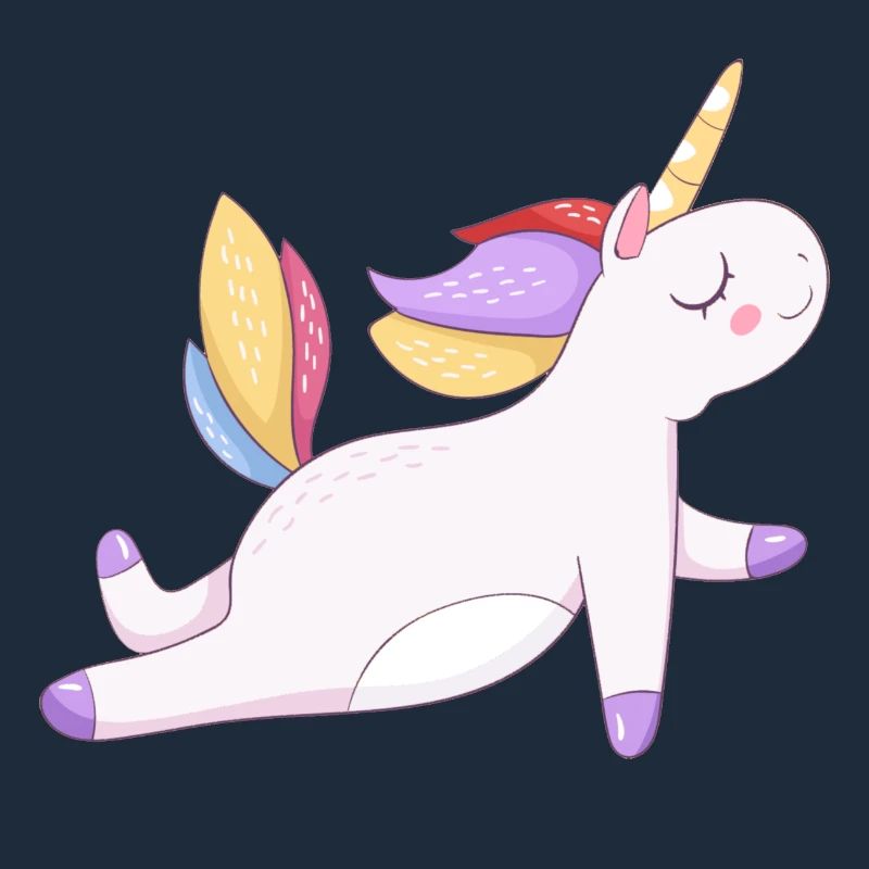 Buntes Einhorn sitzend, Pastellmuster