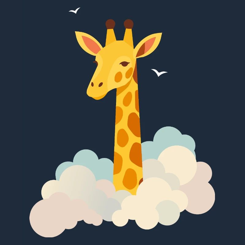 Gentle giraffe above the clouds – Dreamlike motif