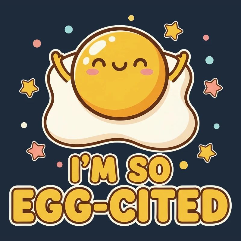 I'm So Egg-cited Kawaii Fried Egg Pun