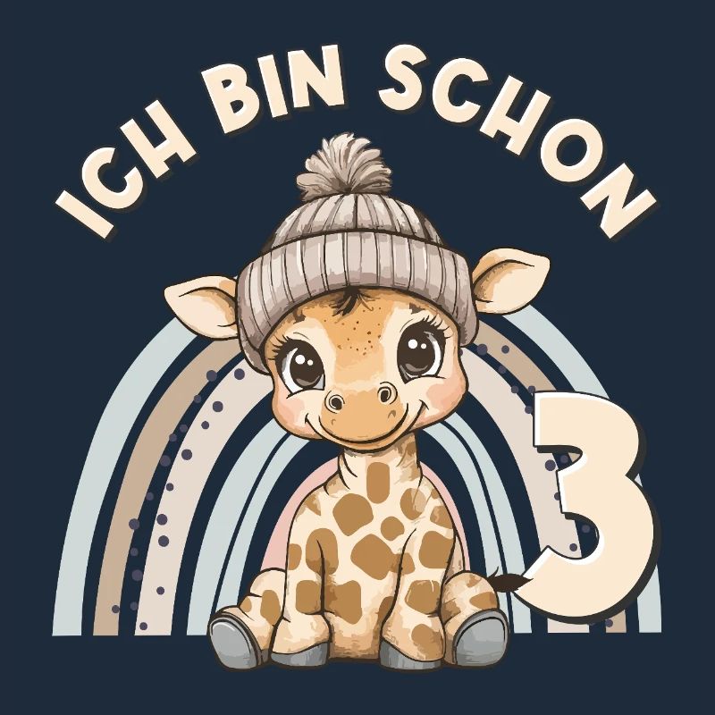 3. Geburtstag Giraffe Regenbogen Süß Niedlich