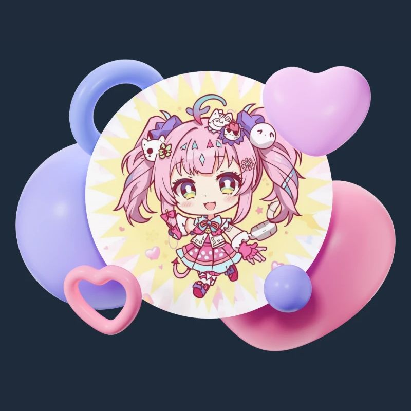 Pastel chibi with hearts