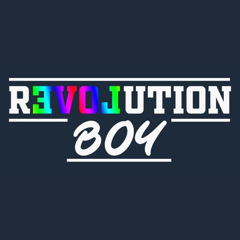 Revolution Boy Rainbow Pride Text Graphic