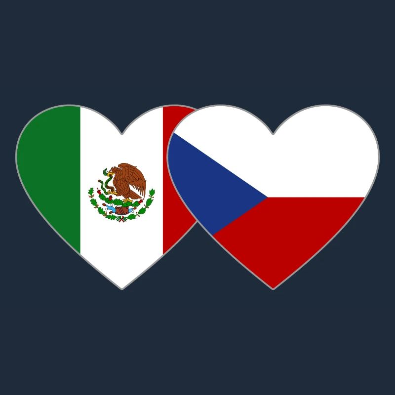 Mexiko Tschechien Flagge Herz