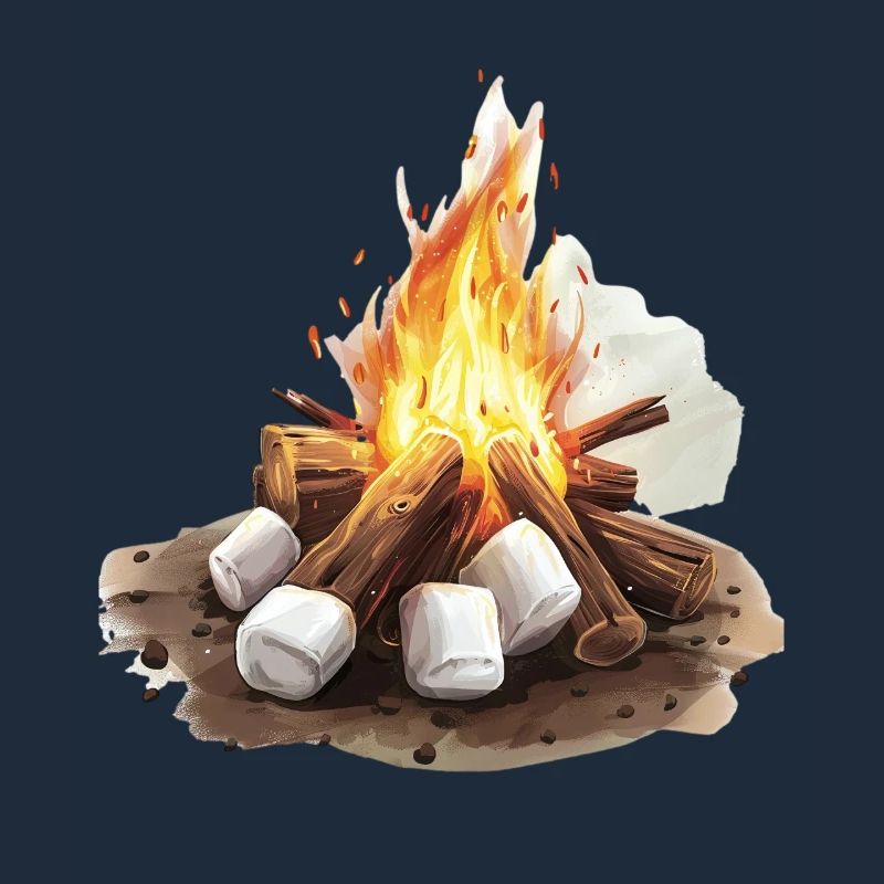 Cozy campfire with marshmallows