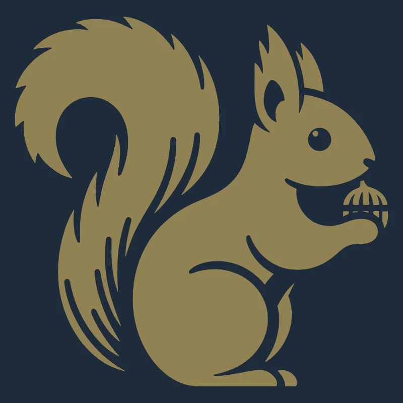 Minimalist Squirrel Silhouette with Nut