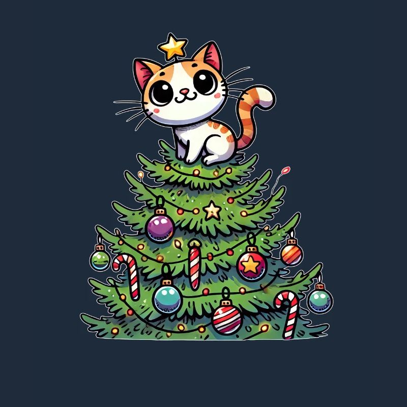 Funny Cat Christmas Tree Whimsical