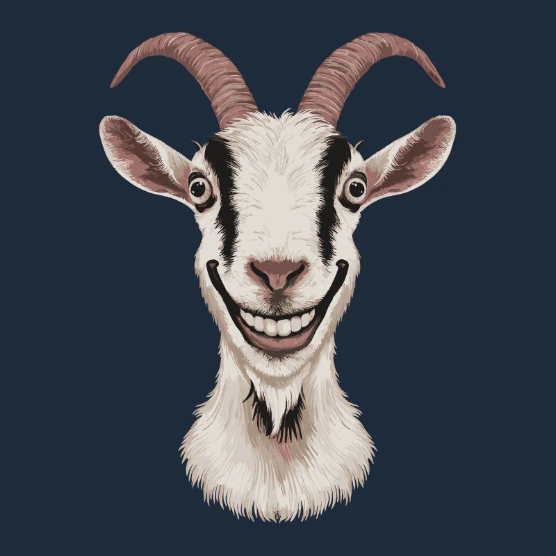 Smiling goat with humorous face